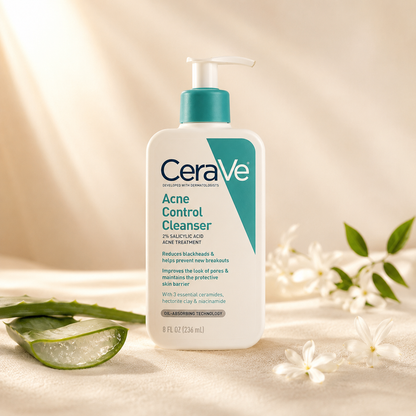 CeraVe Acne Control Cleanser | 2% Salicylic Acid | Clears Acne & Prevents Breakouts | 100% Authentic