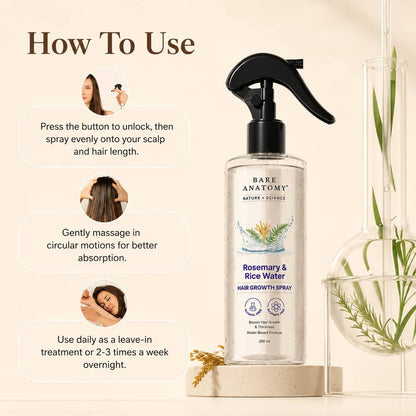 Rosemary & Rice Water Hair Growth Spray | Stops Hair Fall, Grows Thicker Longer Hair Fast | Buy 1 Get 1 Free