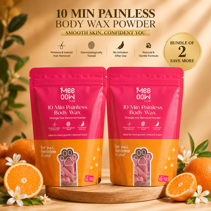 Meow Club 10-Min Painless Body Wax Powder with Spoon | Smooth Hair Removal | Duo Pack (Buy 2 & Save More)